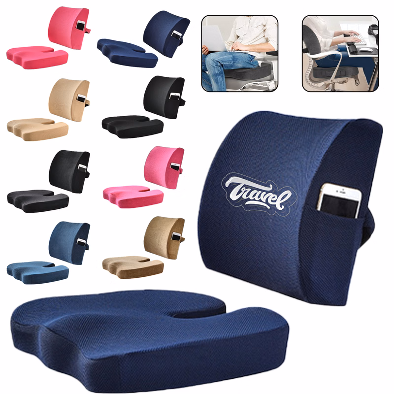 Back Support Memory Foam Pillow Coccyx Cushion Set