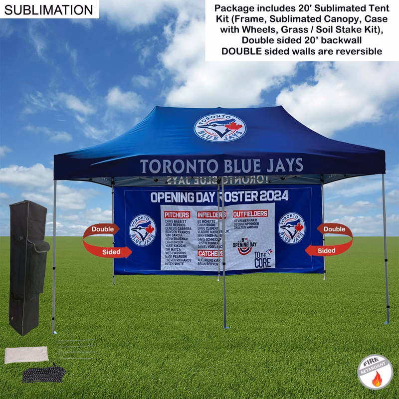 20' Tent Backwall Package, 20' Sublimated Tent kit and Full DOUBLE sided 20' backwall