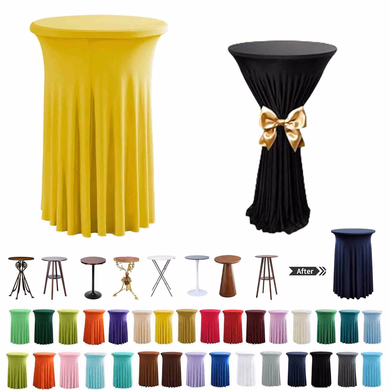 Round Spandex Cocktail Tablecloths with Skirt