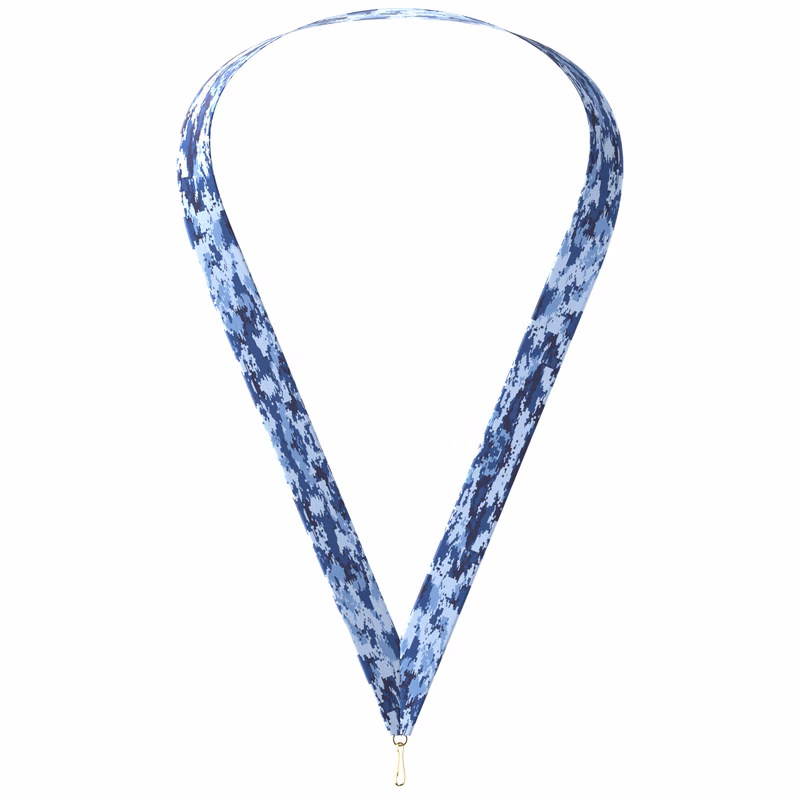 7/8" x 34" Sublimated Blue Camo Neckband w/ Quick Clip