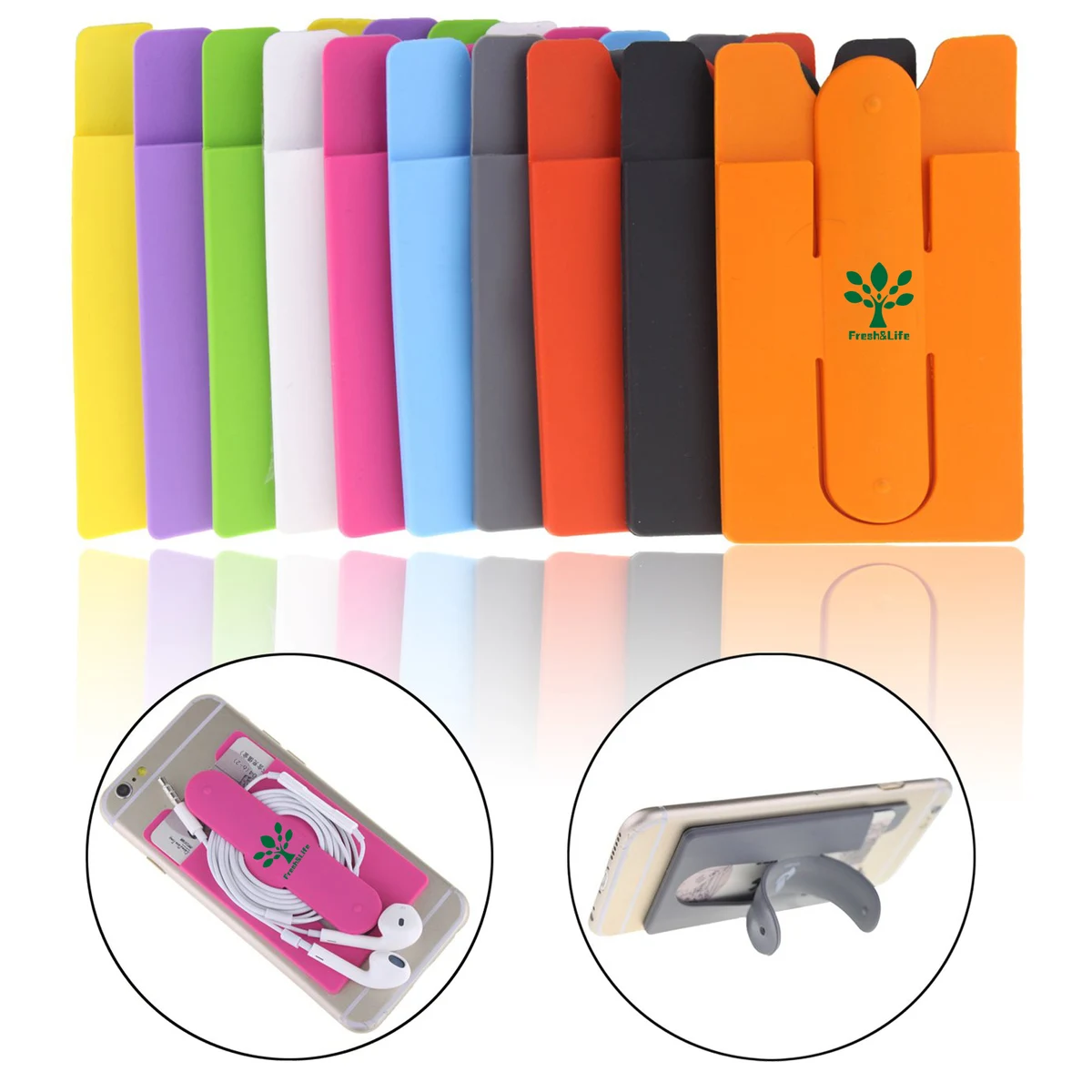 Universal Silicone Stick on Credit Card Holder with Phone Stand 1