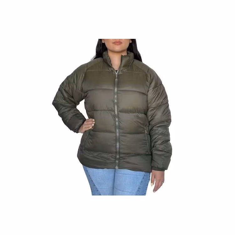 Women's Solid Puffer Jackets Olive 1XL-3XL