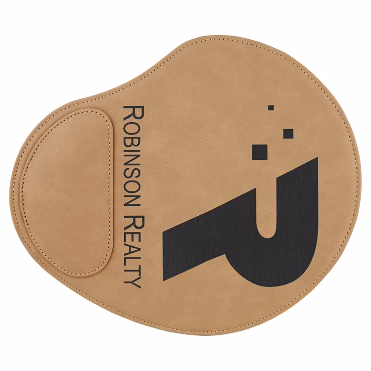 9" x 10 1/4" Light Brown Leatherette Mouse Pad