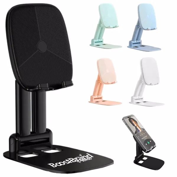 Custom Metal Desktop Phone and Tablet Stand — Adjustable Foldable Tech Accessory