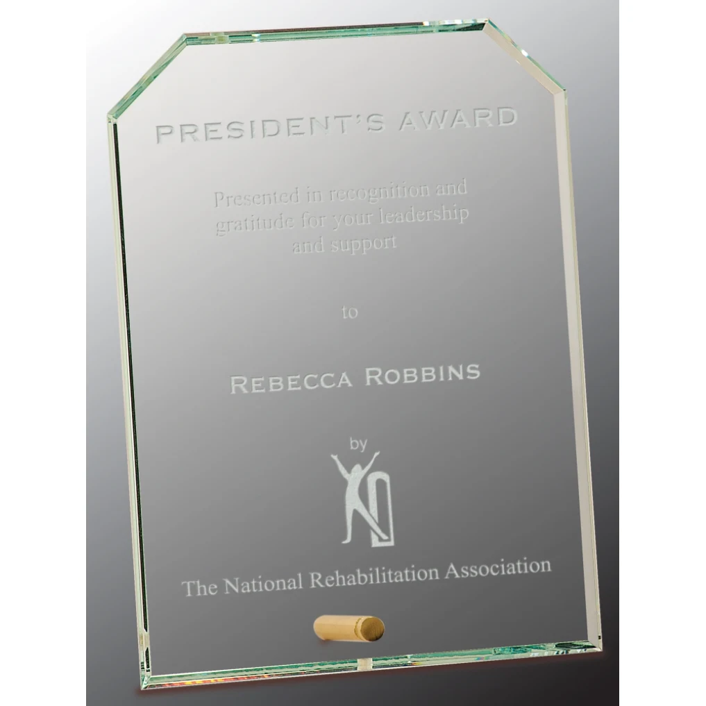 6" x 8" Clear Clipped Corners Rectangle CrystalEdge Glass Award 1