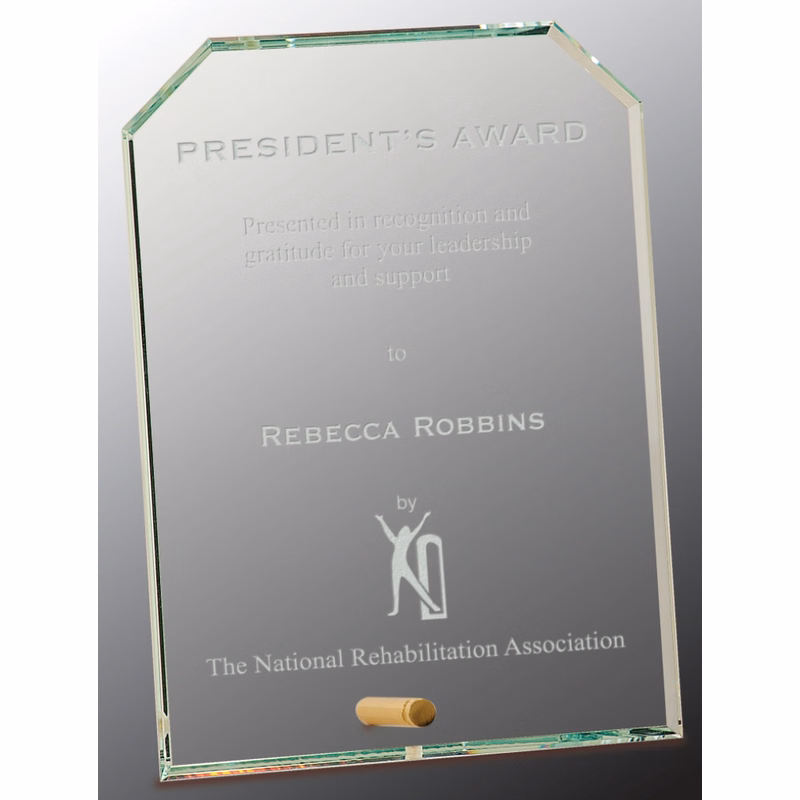 6" x 8" Clear Clipped Corners Rectangle CrystalEdge Glass Award