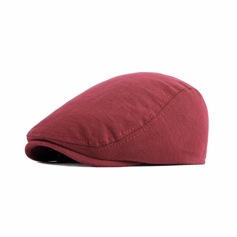 Polyester Cotton Newsboy Flat Cap With Elastic Fit 10.24" Length X 4.33" Width
