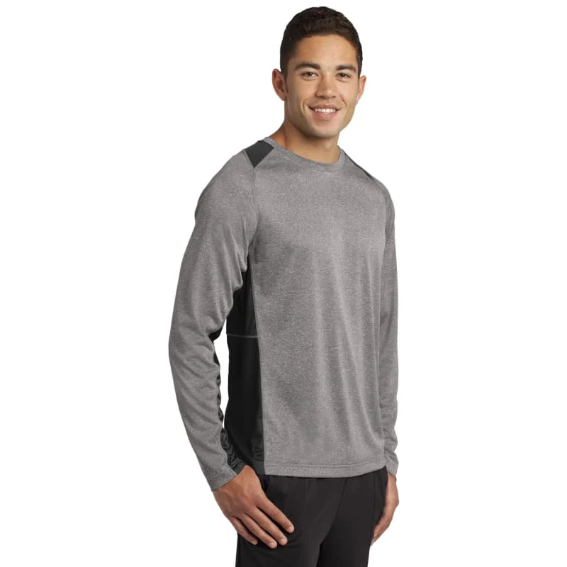 Sport-Tek Long Sleeve Heather Colorblock Contender Tee. 1