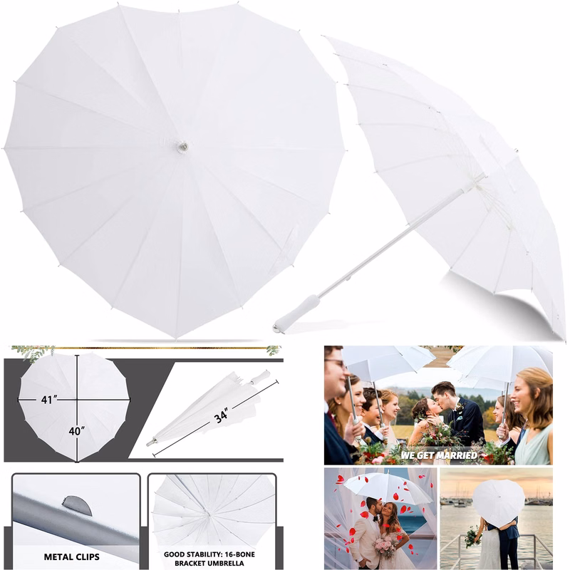 Heart Shaped Wedding Parasol Umbrella for Bride
