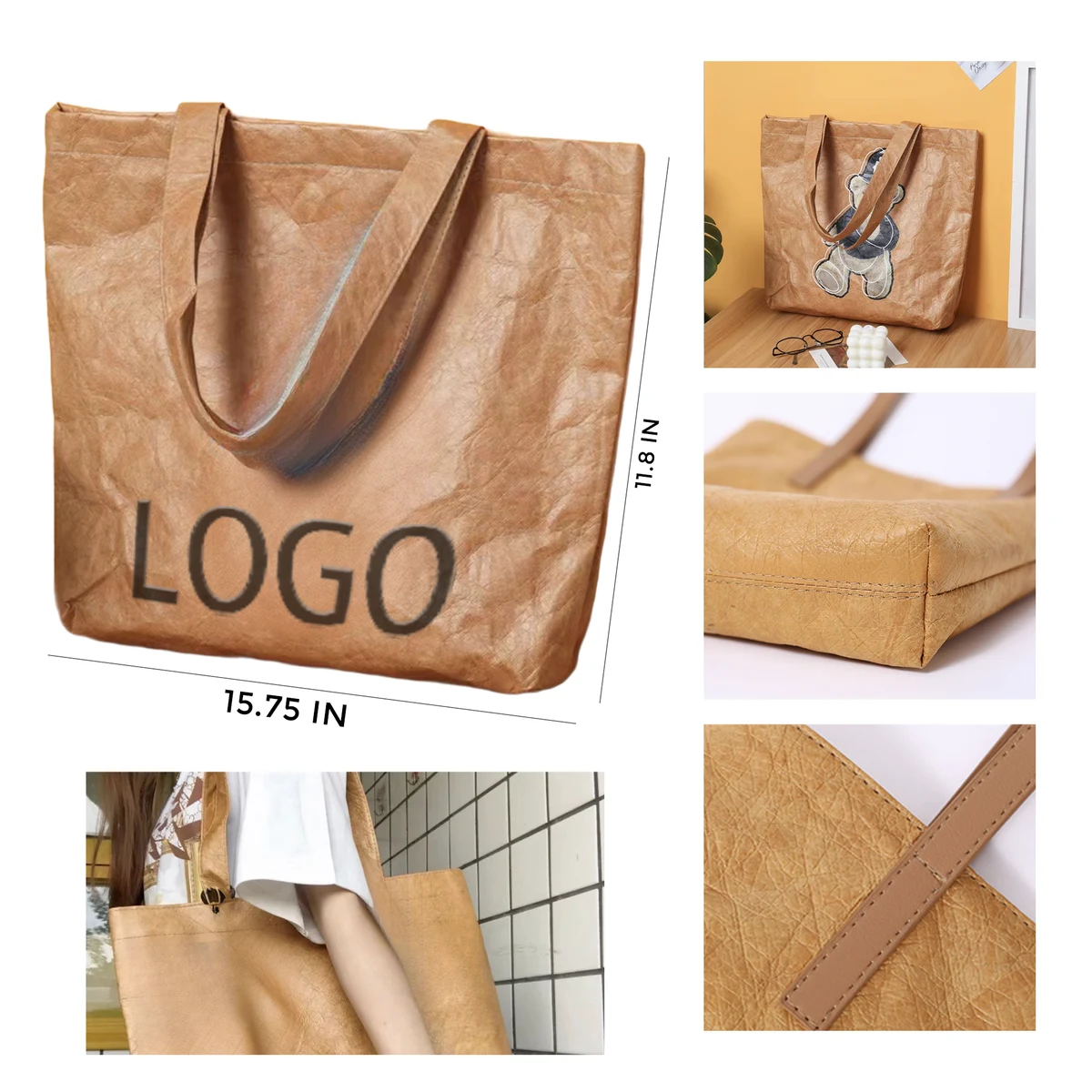 MOQ 10 PCS Eco - Friendly DuPont Paper Handbag 1