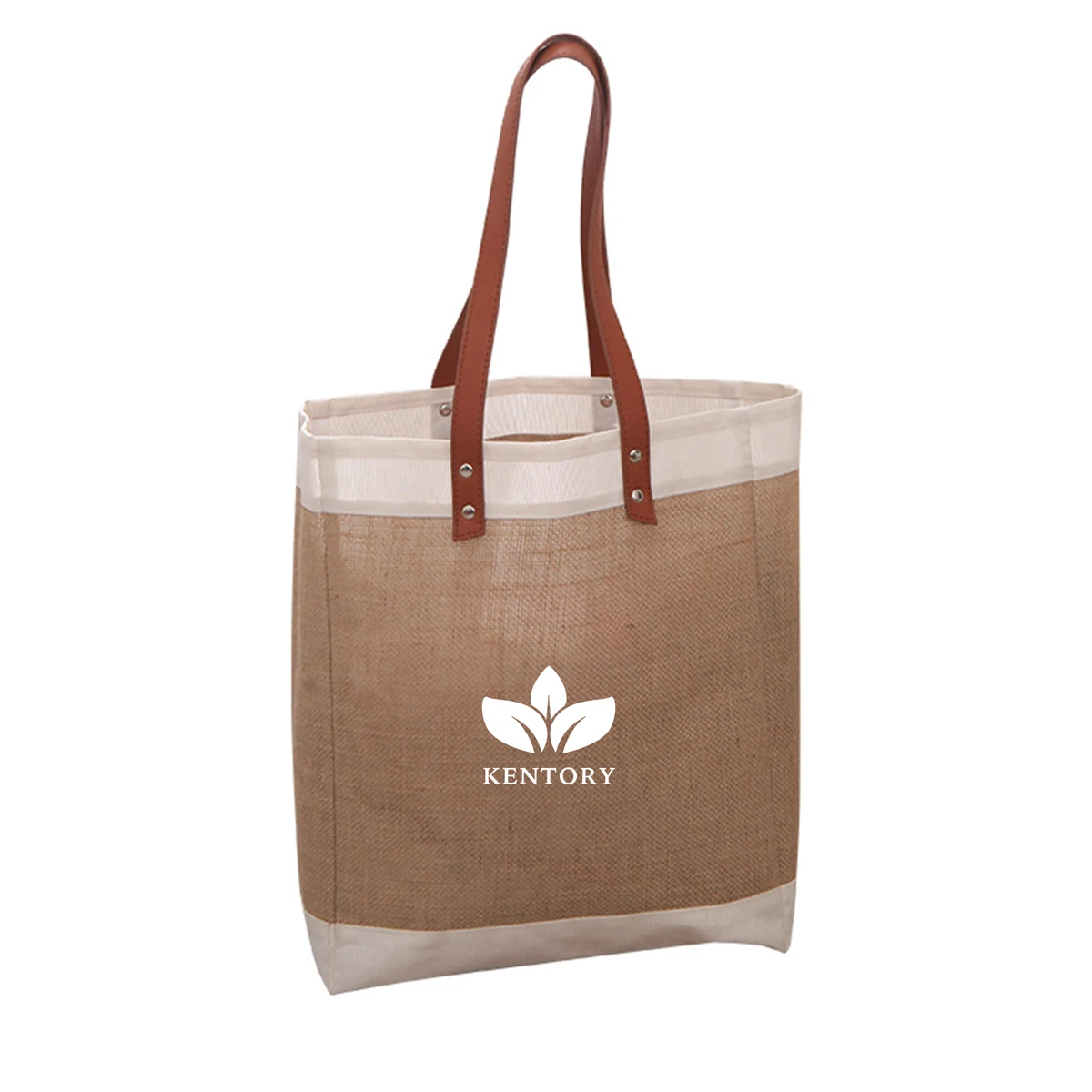 Burlap PU Leather Tote Bag 1