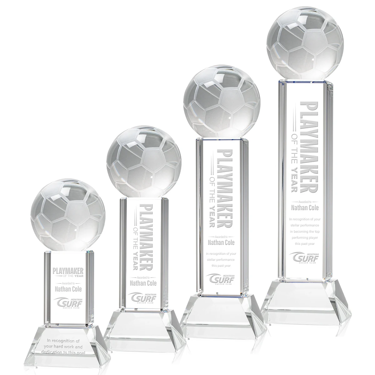 Soccer Ball Award on Stowe Base - Clear 1