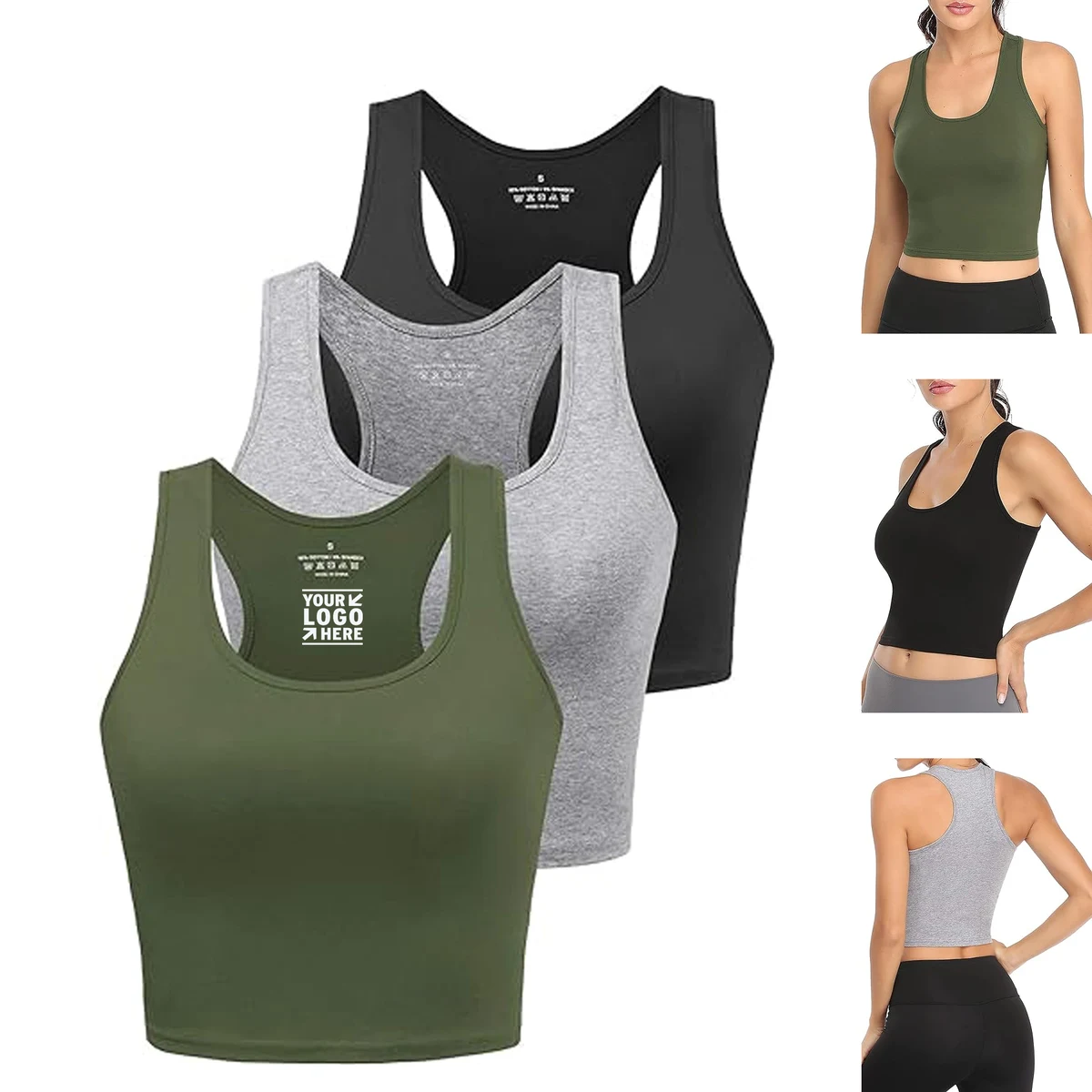 Women Cropped Workout Sports Crop Tank Racerback Yoga Gym Shirt 1