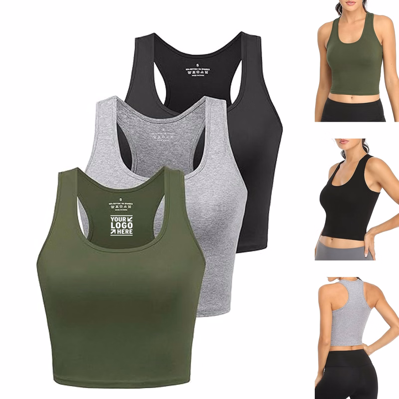 
Women Cropped Workout Sports Crop Tank Racerback Yoga Gym Shirt