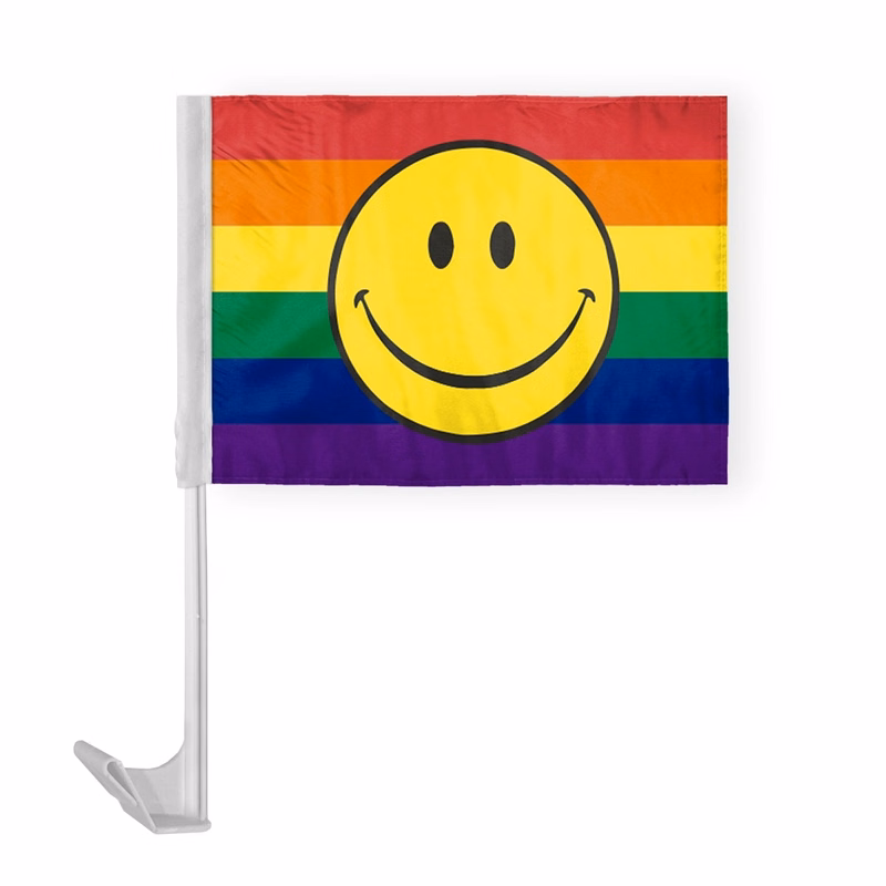 12 " x 16 " ePoly Rainbow with smiley face Pride Economy Car