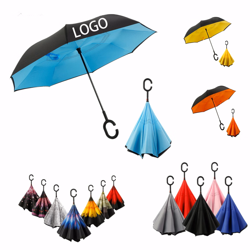 Inverted Reverse Umbrella With C-Shaped Handle MOQ 1pcs