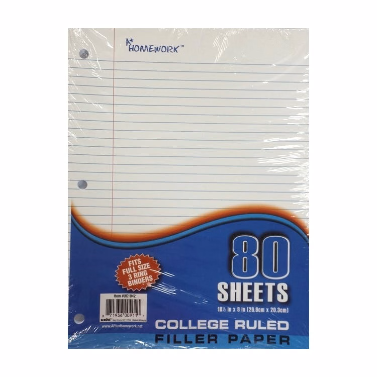 College Ruled Filler Paper - 80 Sheets
