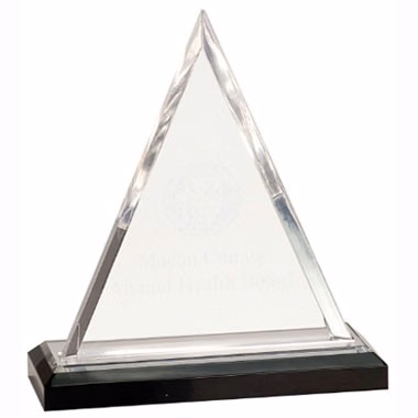 7" SILVER TRIANGLE IMPRESS ACRYLIC TROPHY