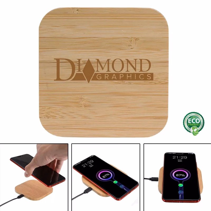 15W Bamboo Eco-Friendly Wireless Charger-Square