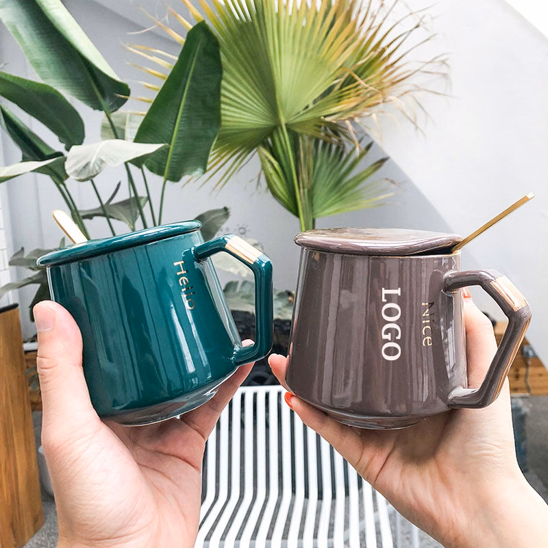 12 Oz. Ceramic Coffee Mugs w/Lid