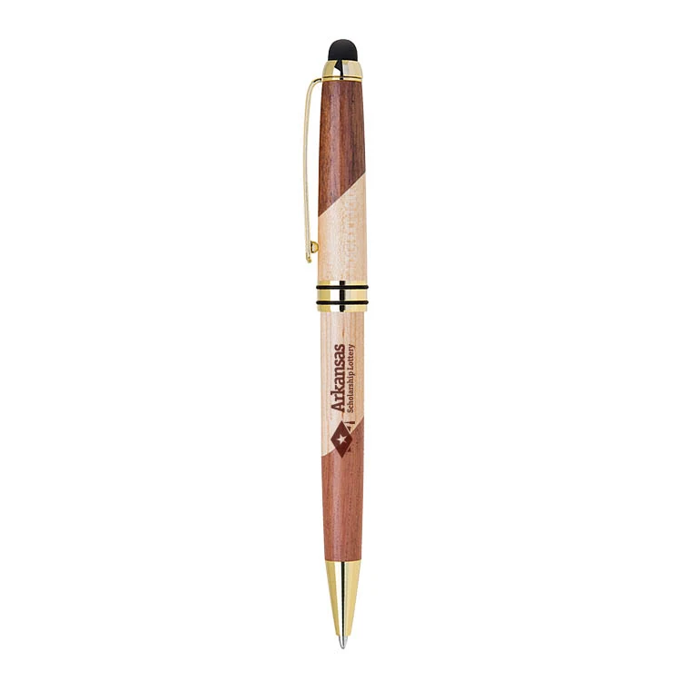 ECO-Friendly Curvy Design Wooden Stylus Ballpoint Pen 1