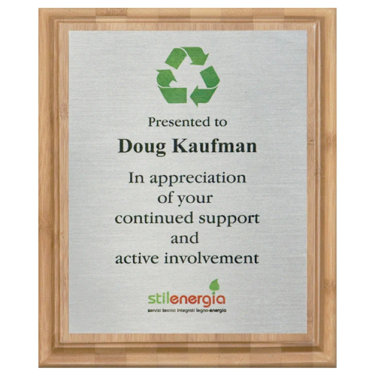 Bamboo Plaque w/Aluminum Sublimated Plate (9"x12") 1