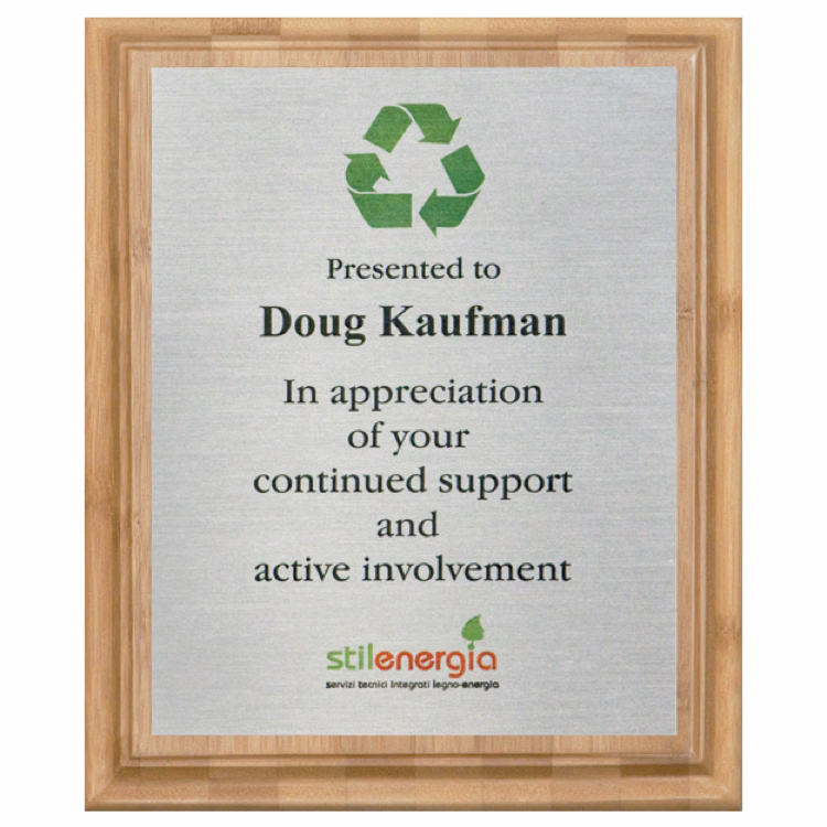 Bamboo Plaque w/Aluminum Sublimated Plate (9"x12")