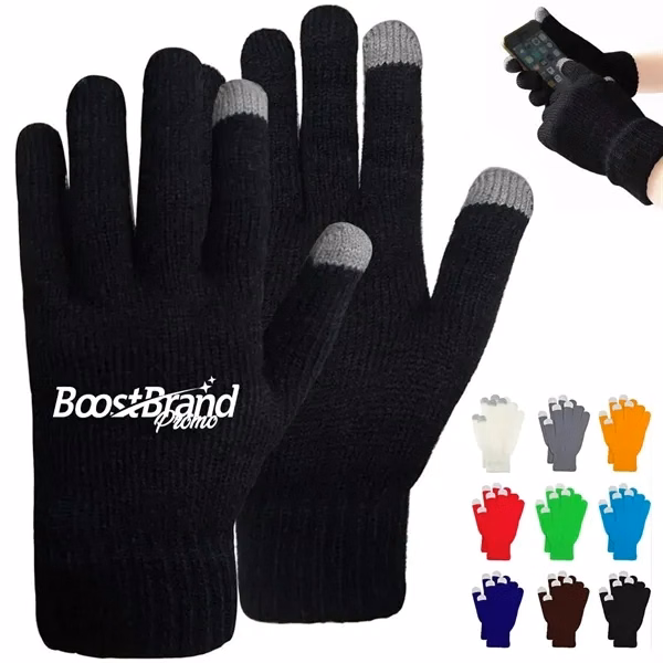 Custom Knit Touchscreen Gloves 7.9 Inch with Conductive Fingertips — Winter Promo