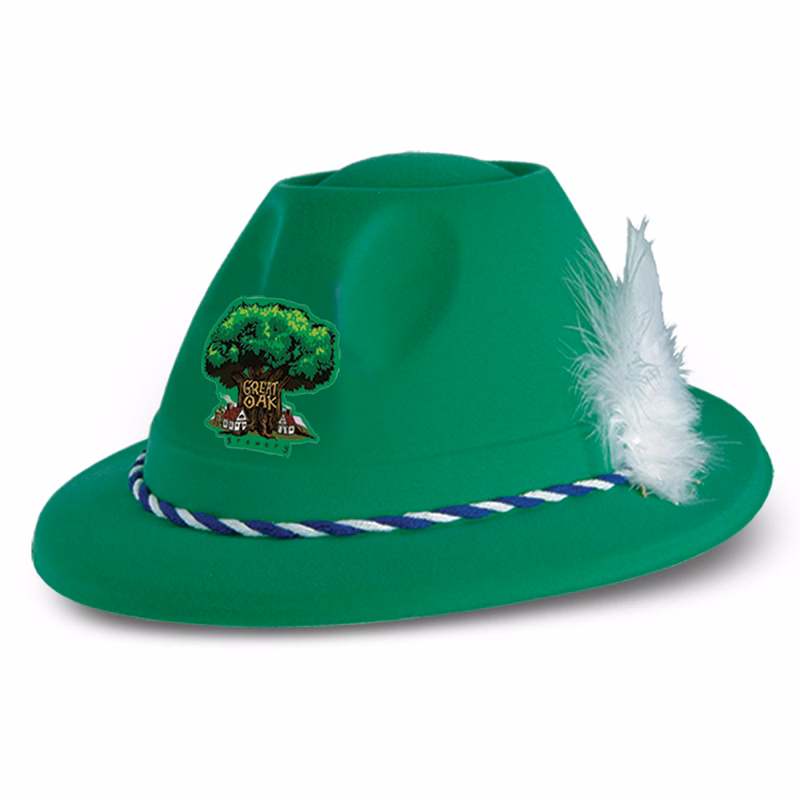 Velour Tyrolean Hat w/ Custom Shaped Faux Leather Icon