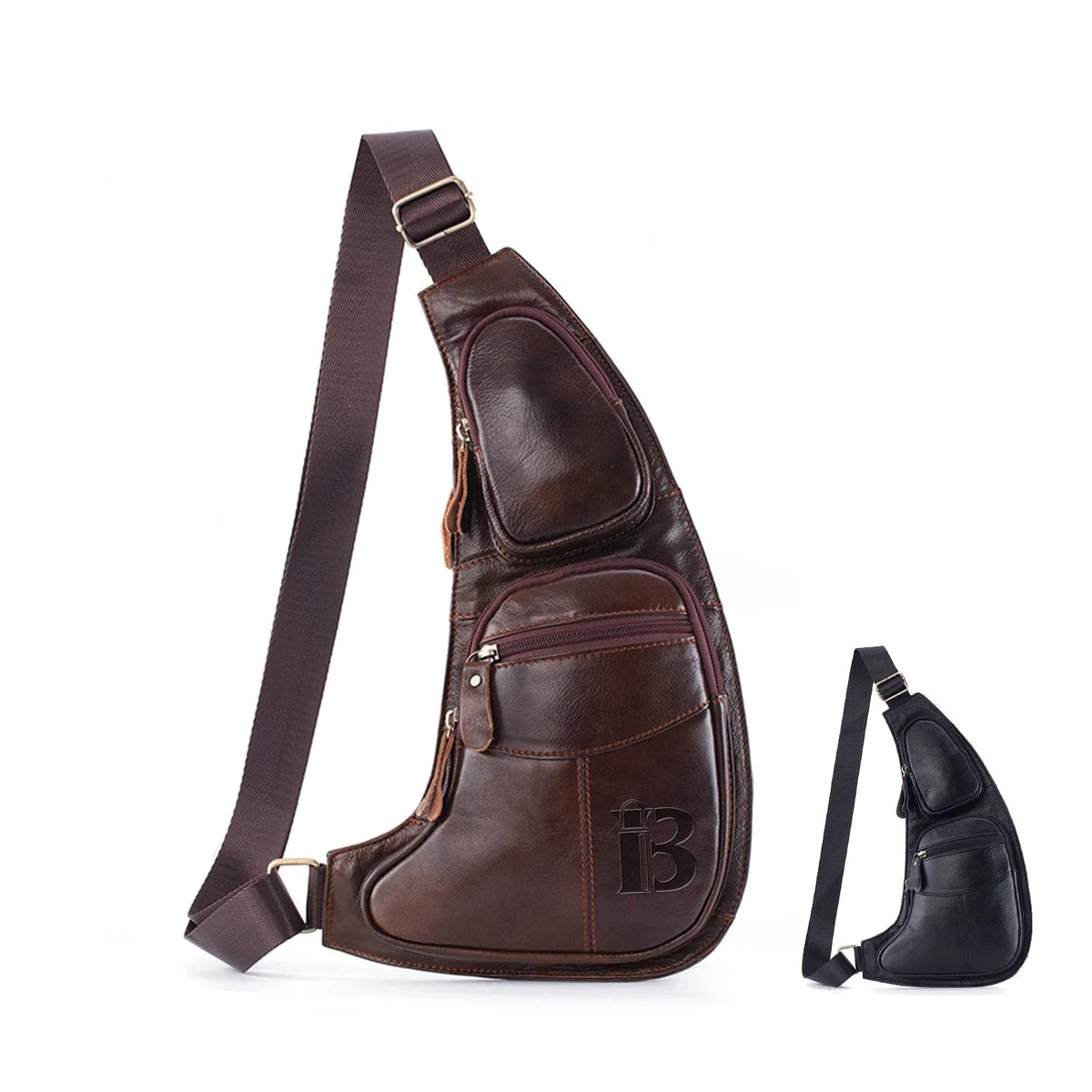 Trendy Men's Genuine Leather Messenger Bag 1