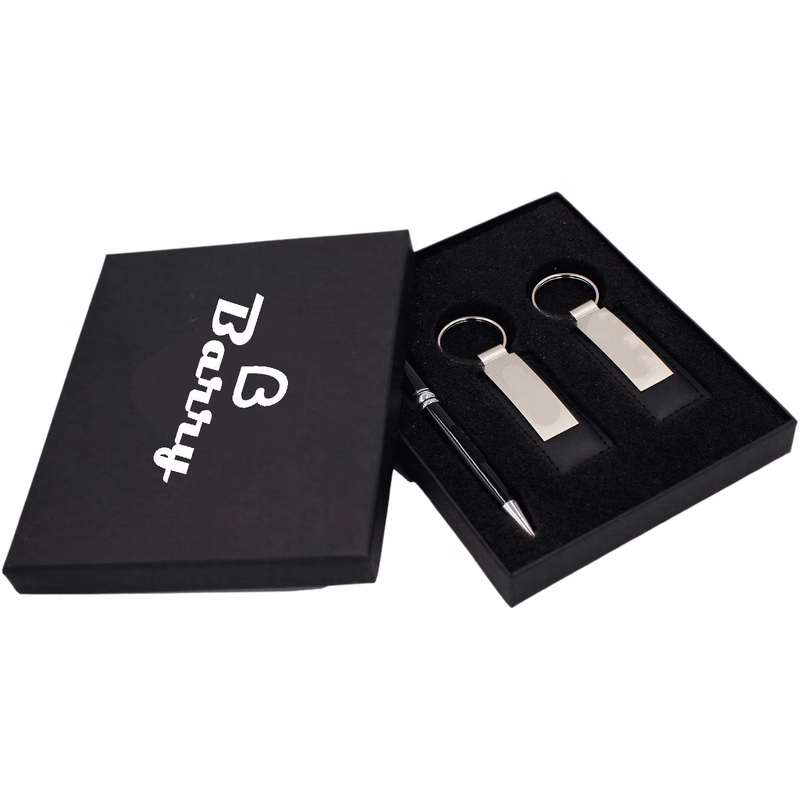 3PCS PU Leather Keychain Aluminum Pen Business Gift Set