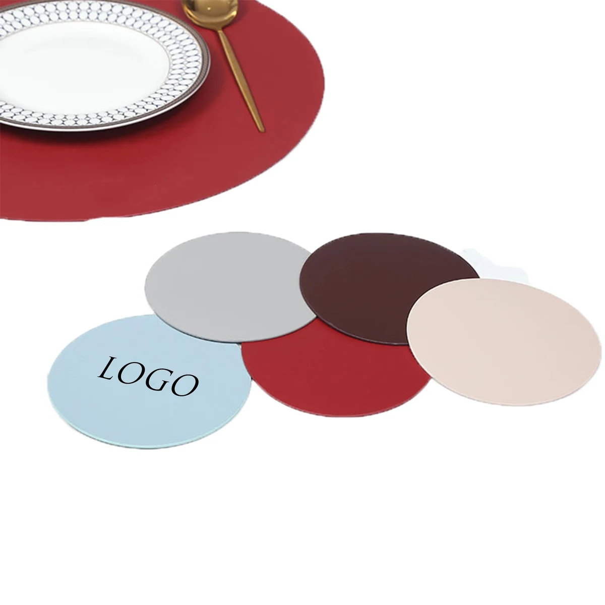 Soft Round PU Leather Coaster MOQ 50PCS 1