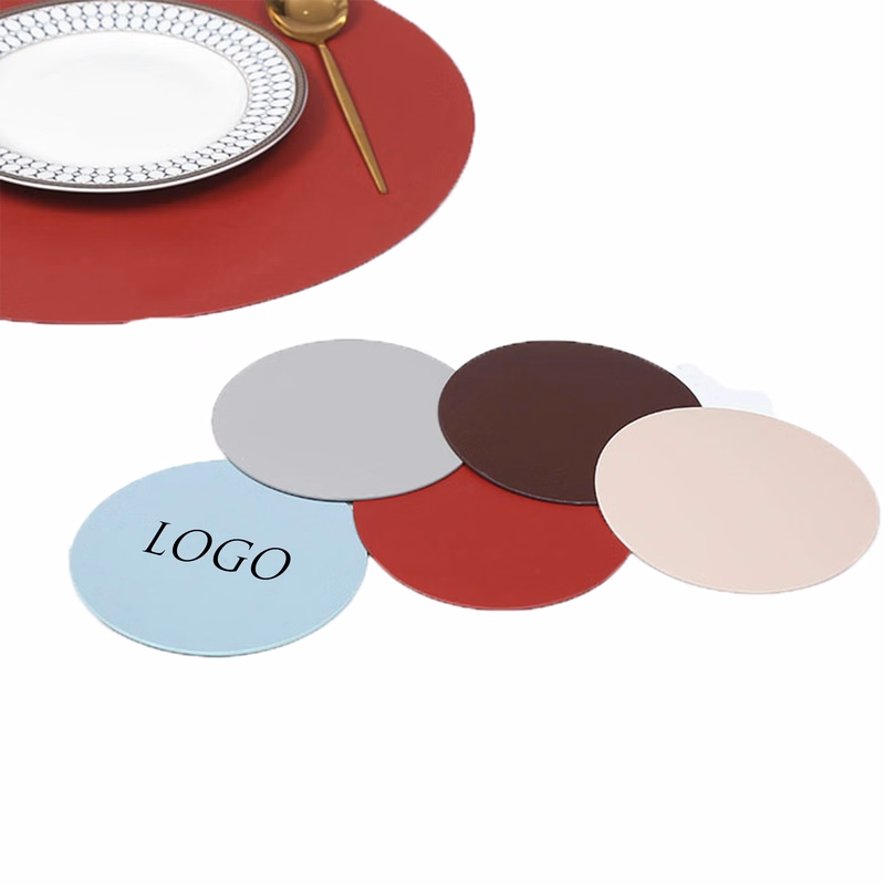 Soft Round PU Leather Coaster MOQ 50PCS