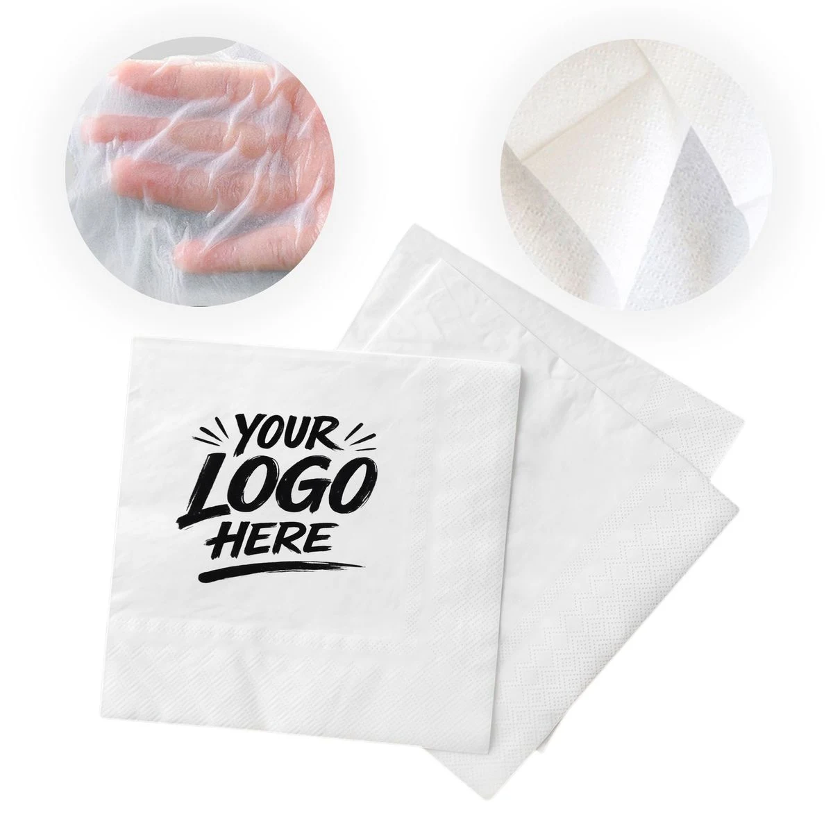 Double Layer White Square Disposable Napkins 4.33in 1