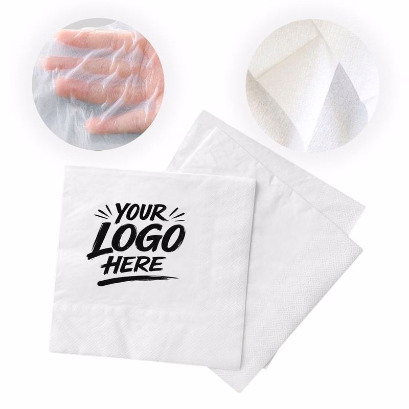 Double Layer White Square Disposable Napkins 4.33in