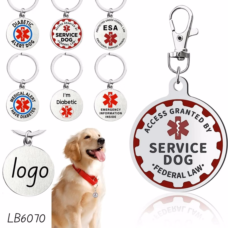 Custom Servcie Dog Tag Animal Pet ID with Alert Symbol