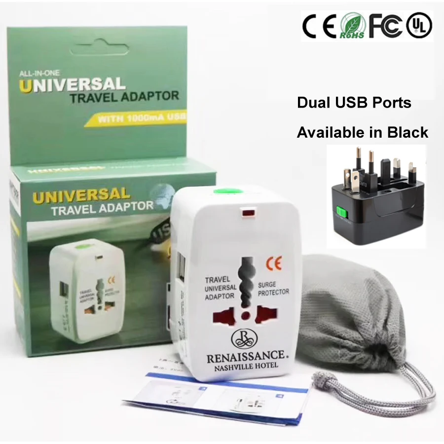 TravelGuard Dual-USB Universal Adapter with Surge Protection 1