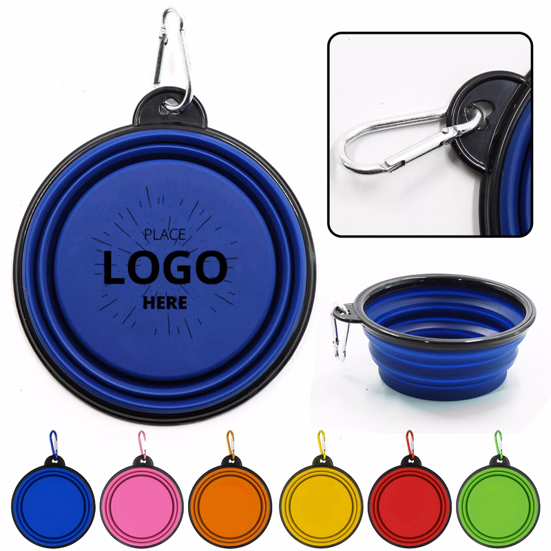 MOQ 50 Custom Logo Silicone Collapsible Dog Bowl Portable Pet Bowl