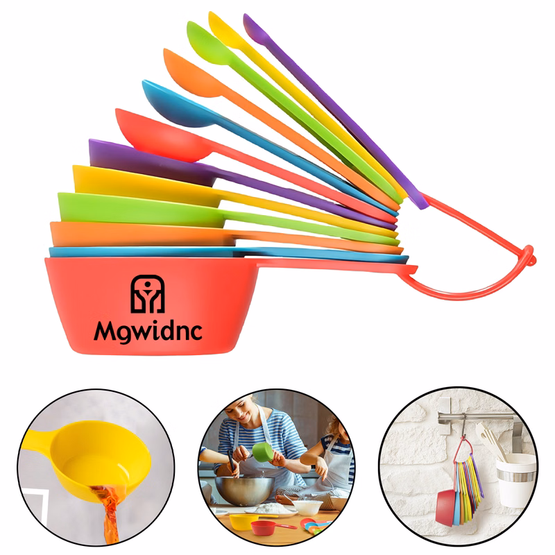 12-Piece Plastic Measuring Cups and Spoons Set with Scale