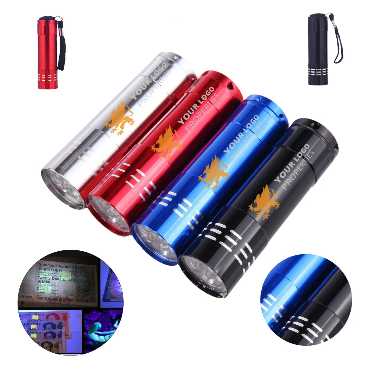 MOQ 100 Portable Mini Cylinder Metal LED Flashlight 1