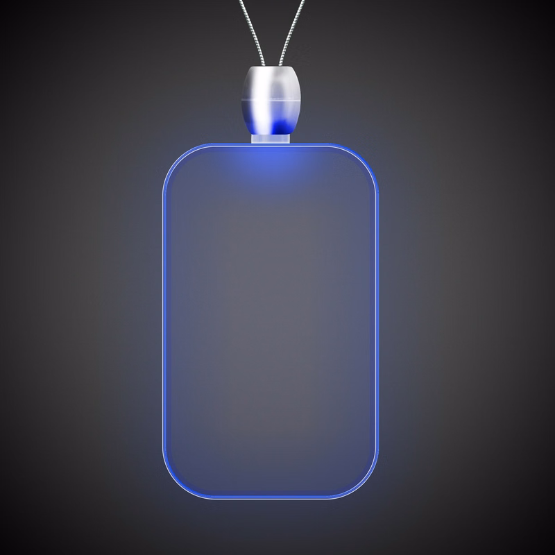Dog Tag Blue Light-Up Acrylic Pendant Necklace