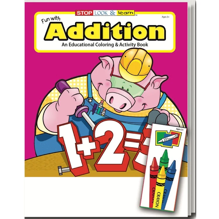 Fun with Addition Coloring Book Sets - 4 Pack Crayons Ages 3-11 1