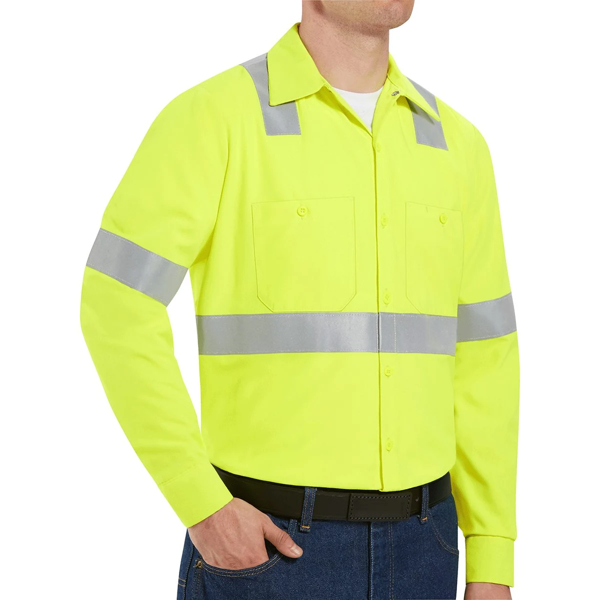 Men's High Visibility Safety Long Sleeve Work Shirt - SS14HV 1