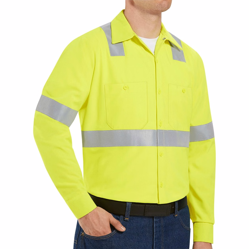Men's High Visibility Safety Long Sleeve Work Shirt - SS14HV