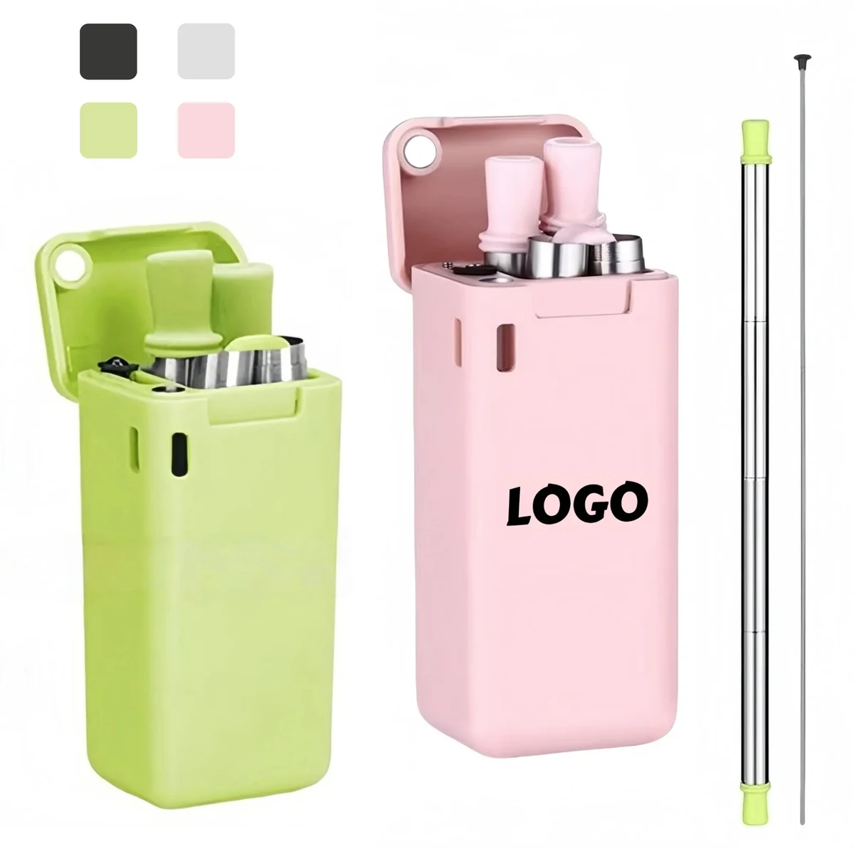 Foldable Reusable Straw Portable With Case 1