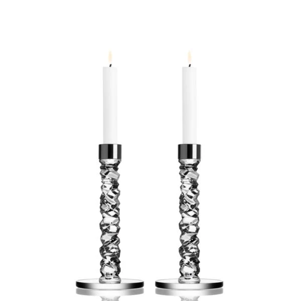 CARAT CANDLESTICK SILVER SMALL 2-PACK 1