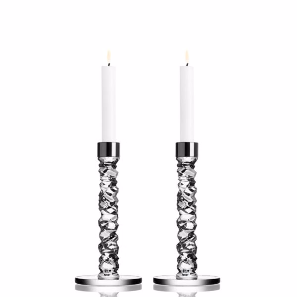 CARAT CANDLESTICK SILVER SMALL 2-PACK