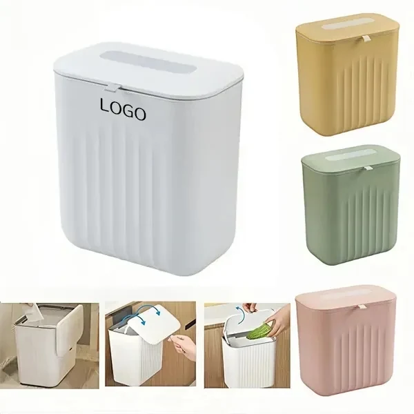 Sliding Lid Hanging Trash Can with Rubbish Storage Container 1