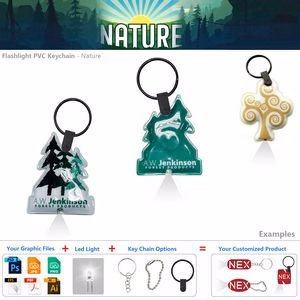 Custom Nature Themed Keychain LED Flashlight