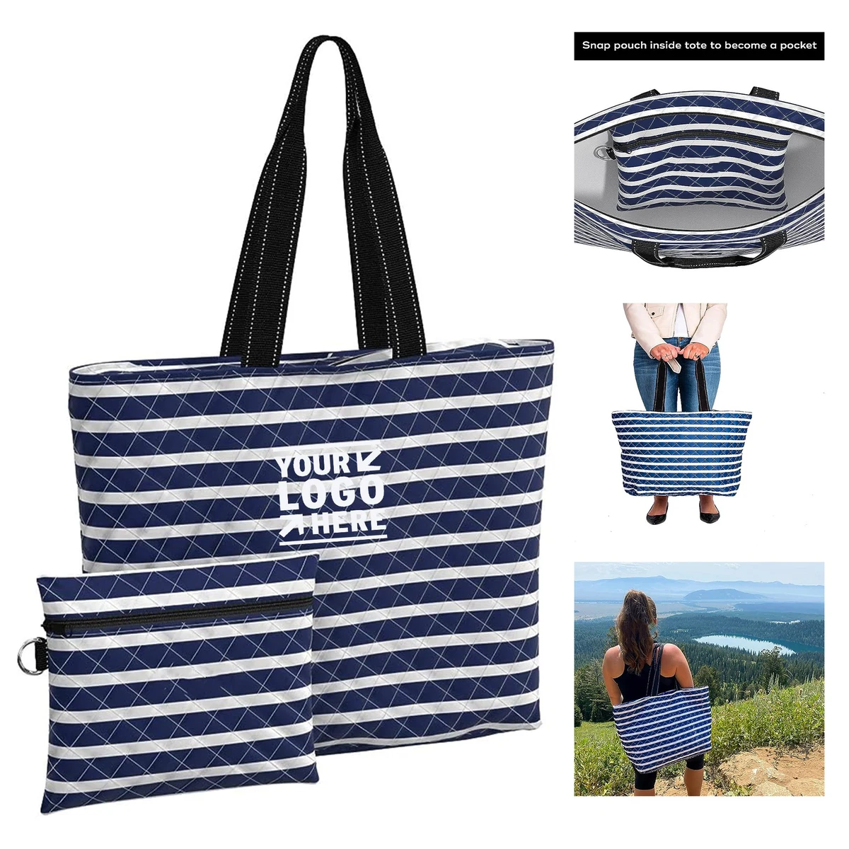 Tote Folds Into Zipper Pouch Foldable Travel Bag 1